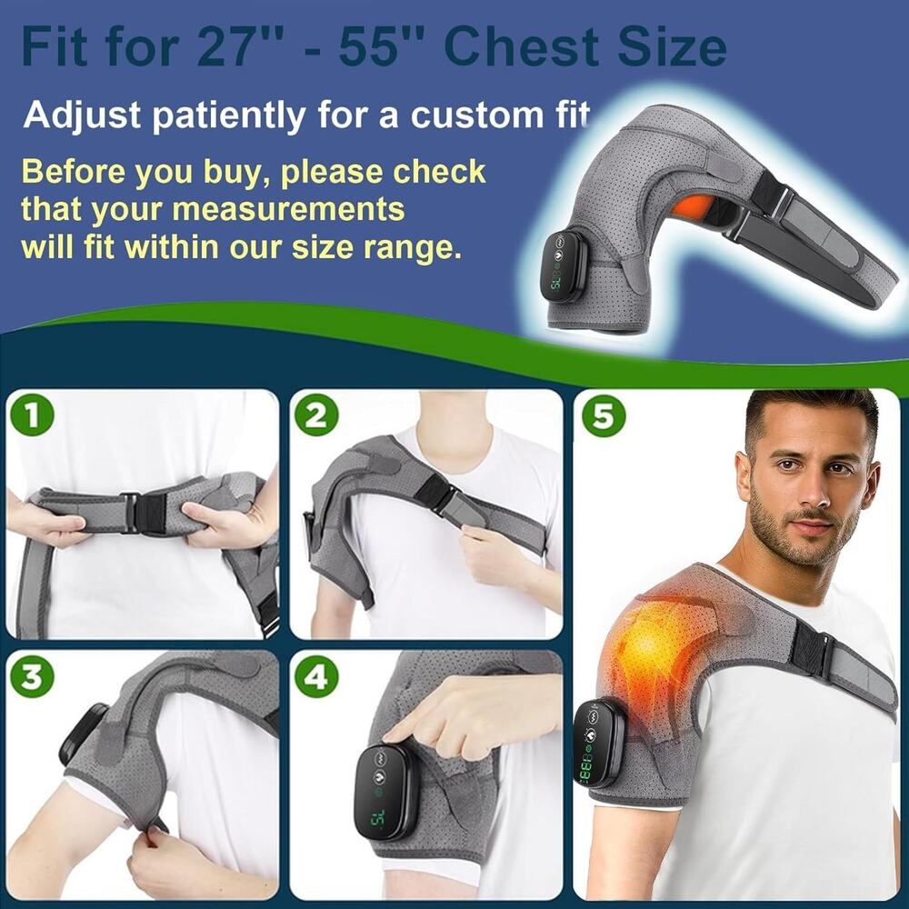 Heated Shoulder Wrap Massager Cordless Heating Pad w/ 3 Settings for Pain Relief - Picture 5 of 5